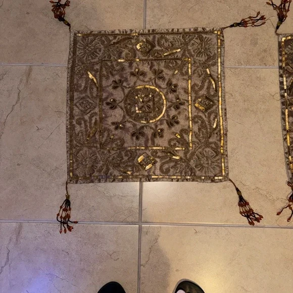 Table runners Embroidered Brown and Gold Set Perfect for a set of luxury - Picture 6 of 7